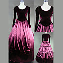 Long Sleeve Floor-length Wine Red Satin Gothic Lolita Dress