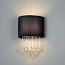 60W E14 hierro de pared de luz con pantalla de tela y Cadenas Cristal