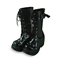 Handmade fresco de couro preto PU oito centímetros do salto alto Punk Lolita Botas com cadarço