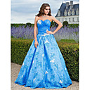 Ball Gown Sweetheart Floor-length Satin And Tulle Evening Dress With Appliques