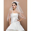 Three-tier Elbow Pencil Edge Wedding Veil With Pearl