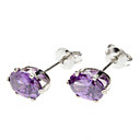 Oval Purple Zircon Earrings