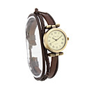 Fashion Women's PU Quartz Movement Glass Round Shape Dress Watch