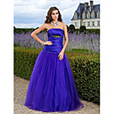 Ball Gown Strapless Floor-length Satin And Tulle Evening Dress