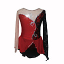Girl's High Spandex Figure Skating Dress (Black + Red)