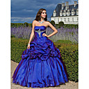 Ball Gown Strapless Floor-length Organza Prom/Evening Dress With Flowers And Pick Up Skirt