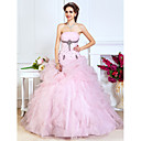 Ball Gown Strapless Floor-length Organza Evening Dress