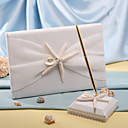  estrela do mar e mar shell praia livro de visitas com temas de casamento e caneta conjunto