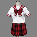 Cute Girl Red Check Pattern Jazz Wool Sailor School Uniform