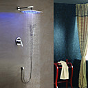 Solid Brass LED Shower Faucet with 10 inch Shower Head + Hand Shower