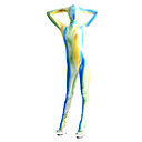 Yellow and Blue and Green PVC Shiny Metallic Zentai Suit