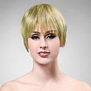 100% cabello humano rubio corto peluca de pelo lacio