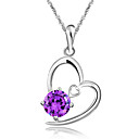 Elegante 925 sterling zilveren Amethist hart hanger ketting