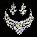 Elegante Alloy Met Kleurrijke Strass Dames Sieraden set inclusief ketting, oorbellen