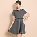 TS VINTAGE Detachable Mesh Bow Jersey Swing Dress