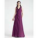 Sheath/Column V-neck Floor-length Chiffon Bridesmaid Dress