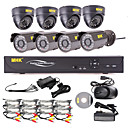 MHK ® -8 Channel One-Touch en ligne CCTV DVR avec 4 caméra dôme intérieure et 4 caméra extérieure Warterproof