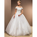 Ball Gown Off-the-shoulder Taffeta Floor-length Wedding Dress