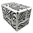 3 Bandejas Joyas comestic Tren Organizador estuche de maquillaje caja de aluminio con estampado de zebra