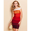 TS Boat Neck Sleeveless Gradient Red Bodycon Bandage Dress