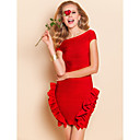 TS Boat Neck Ruffle Hem Slim Bodycon Bandage Dress