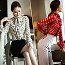Camisa Polka Dots mulheres com babados