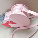 Hecho a mano de cuero rosa PU Lolita dulce bolsa con Arco