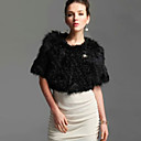 Wonderful Collarless Half Sleeve Fox Fur & Lamb Fur Casual/Party Jacket