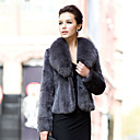 Long Sleeve Fox Fur Shawl Collar Rex Rabbit Fur Casual/Office Jacket (More Colors)