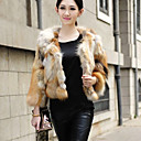 3/4 Sleeve Collarless Red Fox Fur Casual/Party Jacket