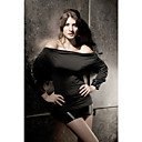 Women's Stylish Long Sleeve Black Dress(Length:65cm  Bust:86-102cm  Waist:58-79)