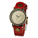 Unique Women's Leather Quartz Movement Round Glass Wrist Watches More Colors