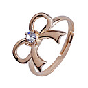 Rhinestone Inlaid Bow Pattern Adjustable Alloy Ring Set