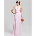 A-line Halter Floor-length Chiffon Bridesmaid Dress