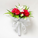 Round Shape Red Satin Rose Wedding Bridal Bouquet