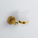 Antique Style Colorful Crystal Decorated Ti-PAD Finish Brass Single Cup Toothbrush Holder Rack