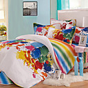 4PCS Colorful Pattern Quilted Cotton Duvet Cover Set