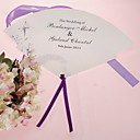 Personalized Pearl Paper Hand Fan - Gray Flower (Set of 12)