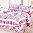 3PCS Pink Cotton Queen Size Quilt Set