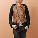 Long Sleeve Collarless PU With Zipper Party/Office Jacket