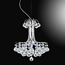 Candelabro moderno 120W com 6 luzes e pingentes de cristal