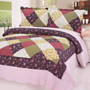 3PCS Plaid Pattern Cotton Queen Size Quilt Set