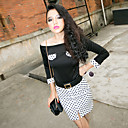 Women's Polka Dots Two Piece Suit (Blouse & Skirt)