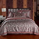4 PCS Burgundy Geometric Jacquard Cotton Full/Queen Duvet Cover Set