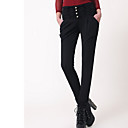 Women's Straight Pants with Button Detail
