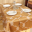 Traditional Polyester Cotton Blend Gold Jacquard Geometric Table Cloths