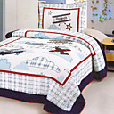 3PCS Plane Pattern Cotton Queen Size Quilt Set
