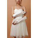 Satin Fingerless Wedding Bridal Elbow Length Gloves With Lace