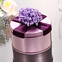 Ronde Metalen gunst tin met bloem (set van 6)
