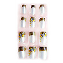 24PCS 3D Diamond Nail Art Tips Application of Gum Luxurious Bride Golden Glitter